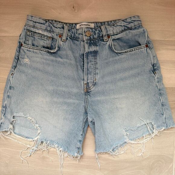 Reformation Raye Mid Rise Relaxed Jean Shorts 26 - Picture 4 of 12